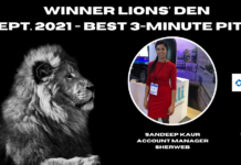 The Winner of September 2021 Lions Den is…..